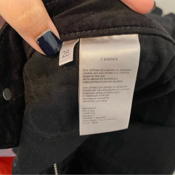 L’AGENCE Margot High Rise Corduroy Skinny Jeans in Lead Black - Picture 8 of 9